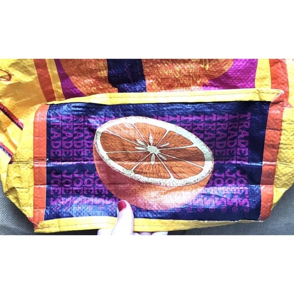 Trader Joes Orange Chicken Reusable Shopping Bag Lady Riding Hen USED READ Rare - Picture 6 of 8